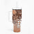 Bula Fiji Tumbler With Handle Fijian Masi Pattern With Brown Coat Of Arms