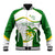 Custom Tailevu Rugby Baseball Jacket Fiji Tapa Pattern LT05 Unisex Green - Polynesian Pride