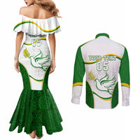Custom Tailevu Rugby Couples Matching Mermaid Dress and Long Sleeve Button Shirt Fiji Tapa Pattern LT05 - Polynesian Pride