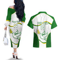 Custom Tailevu Rugby Couples Matching Off The Shoulder Long Sleeve Dress and Hawaiian Shirt Fiji Tapa Pattern LT05 - Polynesian Pride