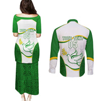 Custom Tailevu Rugby Couples Matching Puletasi and Long Sleeve Button Shirt Fiji Tapa Pattern LT05 - Polynesian Pride