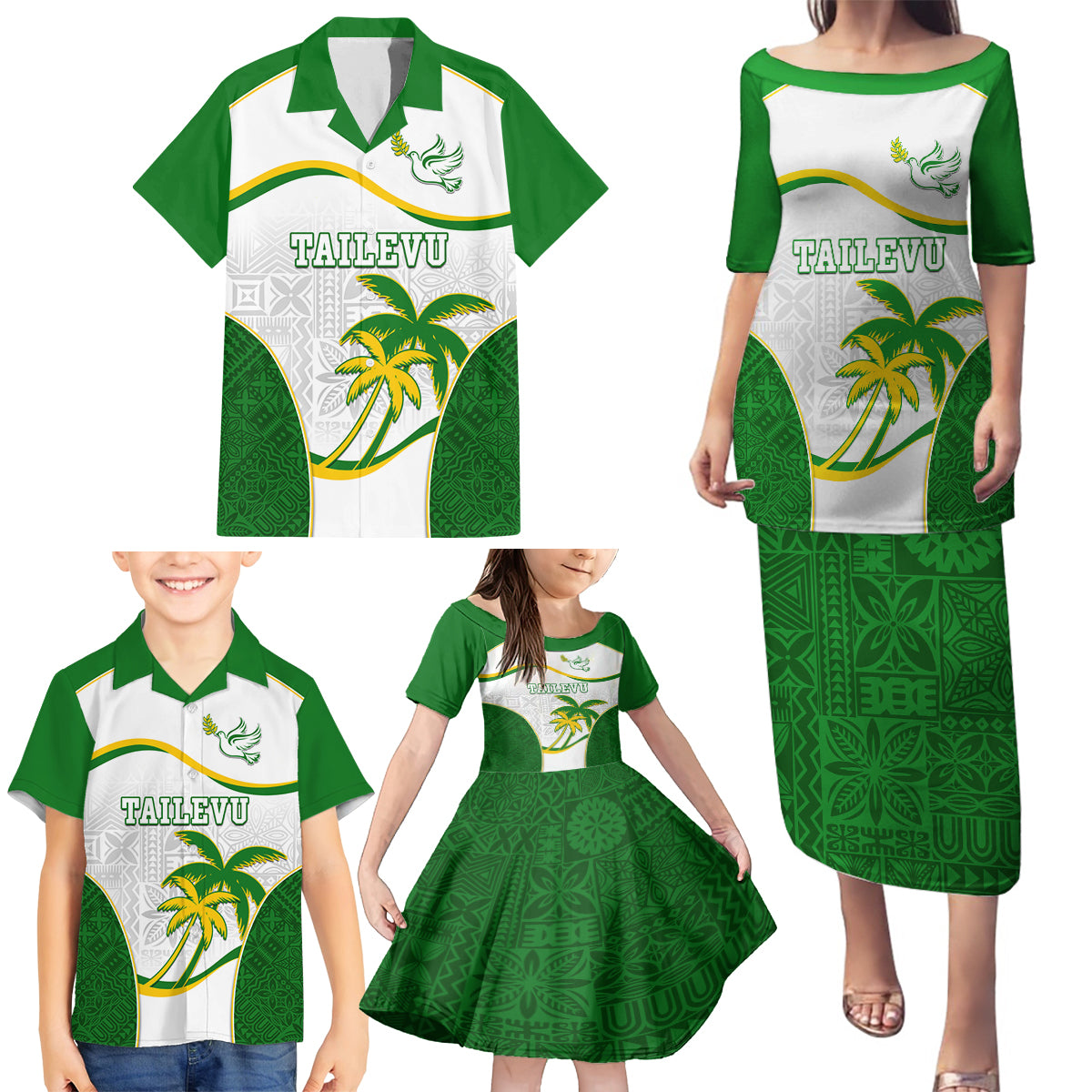 Custom Tailevu Rugby Family Matching Puletasi and Hawaiian Shirt Fiji Tapa Pattern LT05 - Polynesian Pride