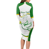 Custom Tailevu Rugby Long Sleeve Bodycon Dress Fiji Tapa Pattern LT05 - Polynesian Pride