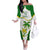 Custom Tailevu Rugby Off The Shoulder Long Sleeve Dress Fiji Tapa Pattern LT05 Women Green - Polynesian Pride