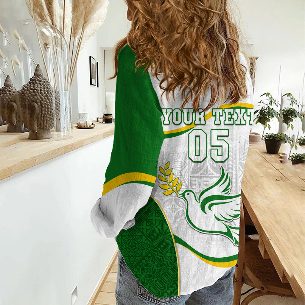 Custom Tailevu Rugby Women Casual Shirt Fiji Tapa Pattern LT05 - Polynesian Pride