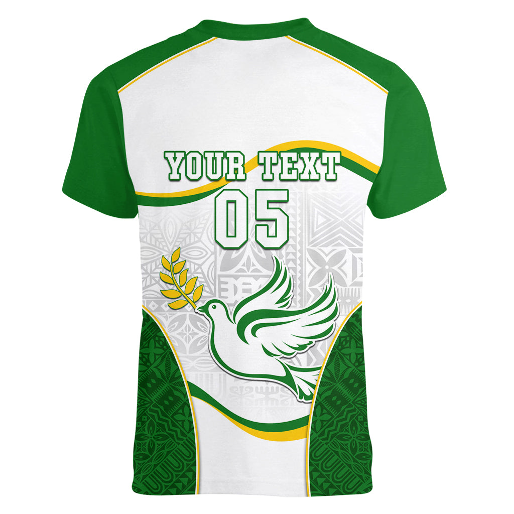 Custom Tailevu Rugby Women V Neck T Shirt Fiji Tapa Pattern LT05 - Polynesian Pride