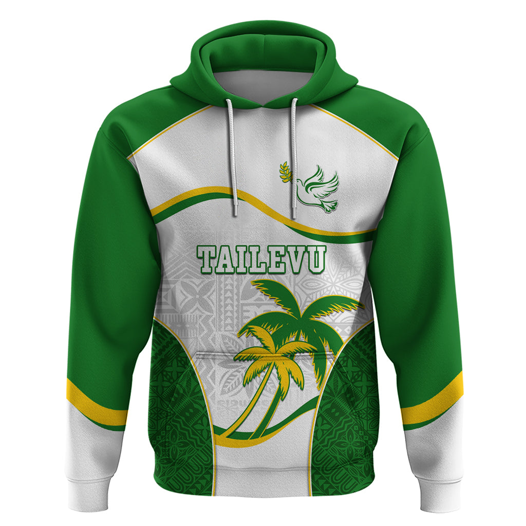 Custom Tailevu Rugby Zip Hoodie Fiji Tapa Pattern LT05 Pullover Hoodie Green - Polynesian Pride