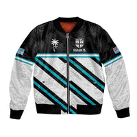 Custom Fiji Rugby Bomber Jacket Fijian 7s With Tapa Pattern LT05 Unisex White - Polynesian Pride