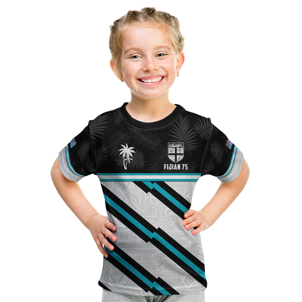 Custom Fiji Rugby Kid T Shirt Fijian 7s With Tapa Pattern LT05 White - Polynesian Pride