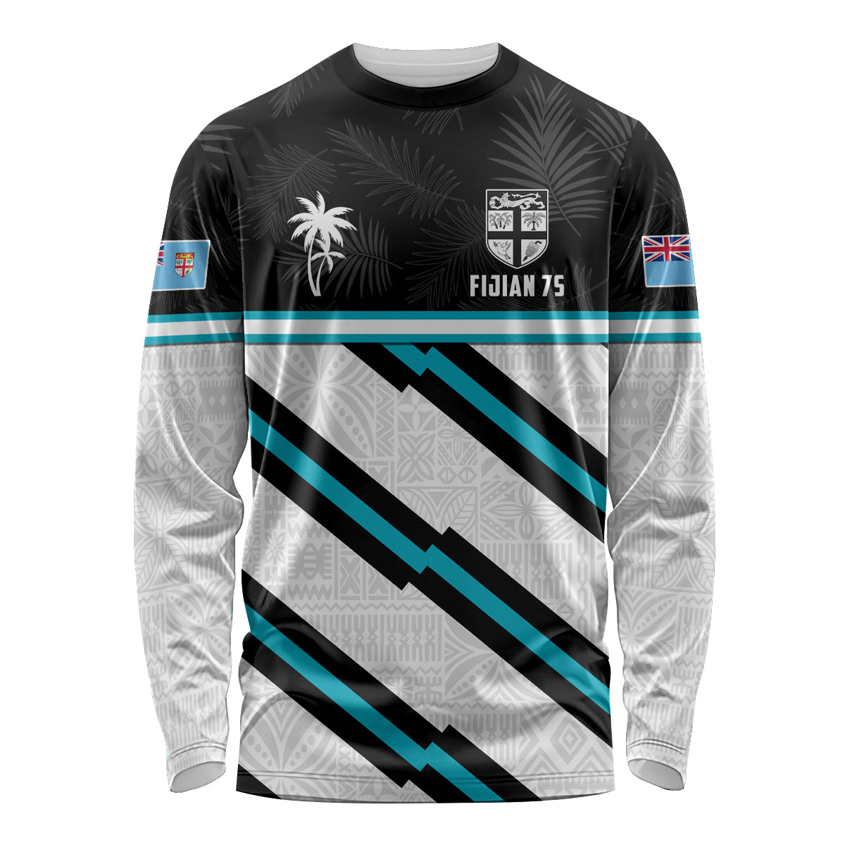 Custom Fiji Rugby Long Sleeve Shirt Fijian 7s With Tapa Pattern LT05 Unisex White - Polynesian Pride