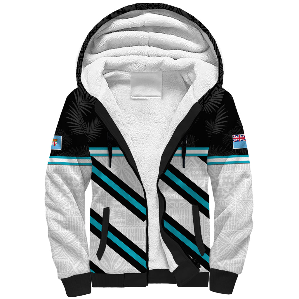 Custom Fiji Rugby Sherpa Hoodie Fijian 7s With Tapa Pattern LT05 Unisex White - Polynesian Pride