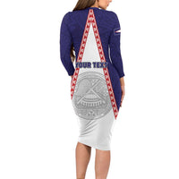 Personalised American Samoa Flag Day Family Matching Long Sleeve Bodycon Dress and Hawaiian Shirt Flag Style