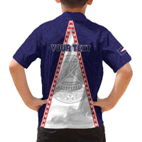 Personalised American Samoa Flag Day Family Matching Off The Shoulder Long Sleeve Dress and Hawaiian Shirt Flag Style