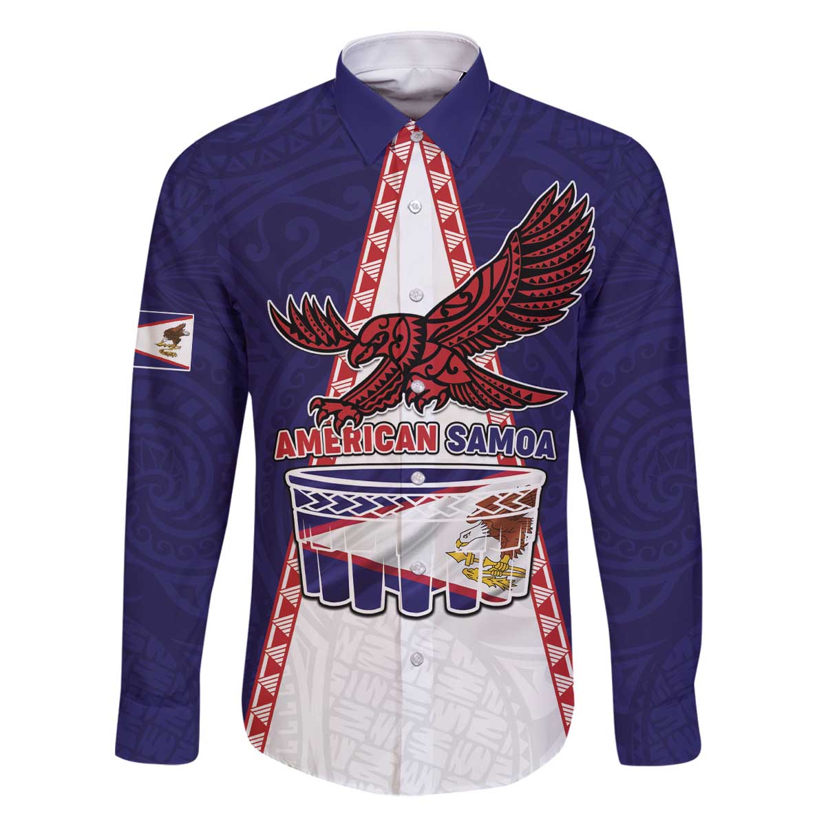 Personalised American Samoa Flag Day Family Matching Off The Shoulder Long Sleeve Dress and Hawaiian Shirt Flag Style