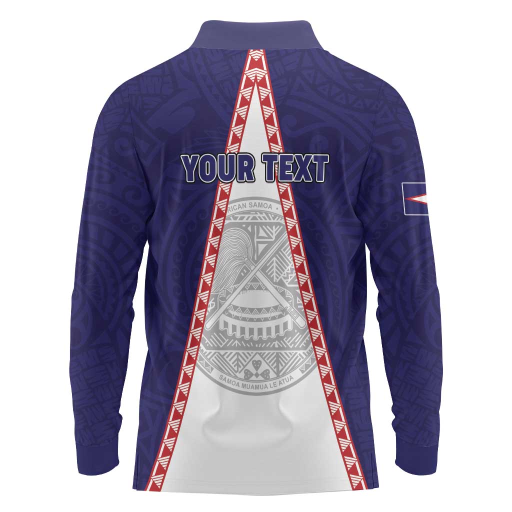 Personalised American Samoa Flag Day Long Sleeve Polo Shirt Flag Style