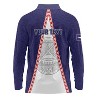 Personalised American Samoa Flag Day Long Sleeve Polo Shirt Flag Style