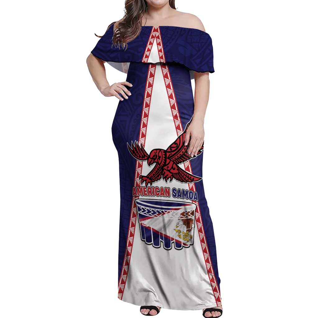 Personalised American Samoa Flag Day Off Shoulder Maxi Dress Flag Style
