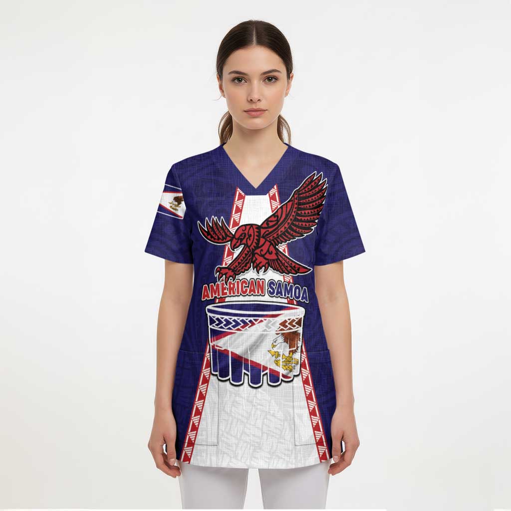 Personalised American Samoa Flag Day Scrub Top Flag Style - Polynesian Pride