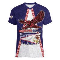 Personalised American Samoa Flag Day Women V-Neck T-Shirt Flag Style