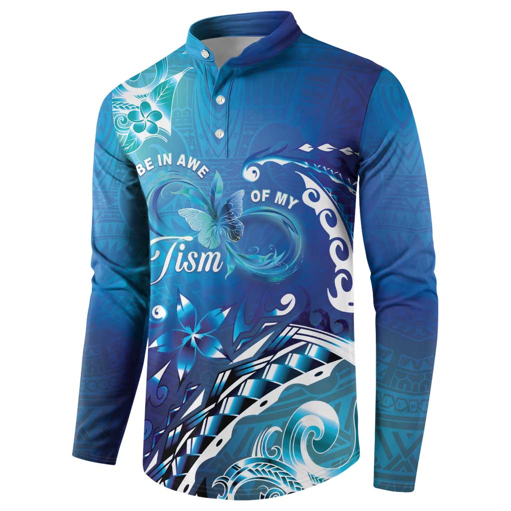 Polynesia Autism Awareness Button Sweatshirt Be In Awe Of My 'Tism LT05 - Polynesian Pride