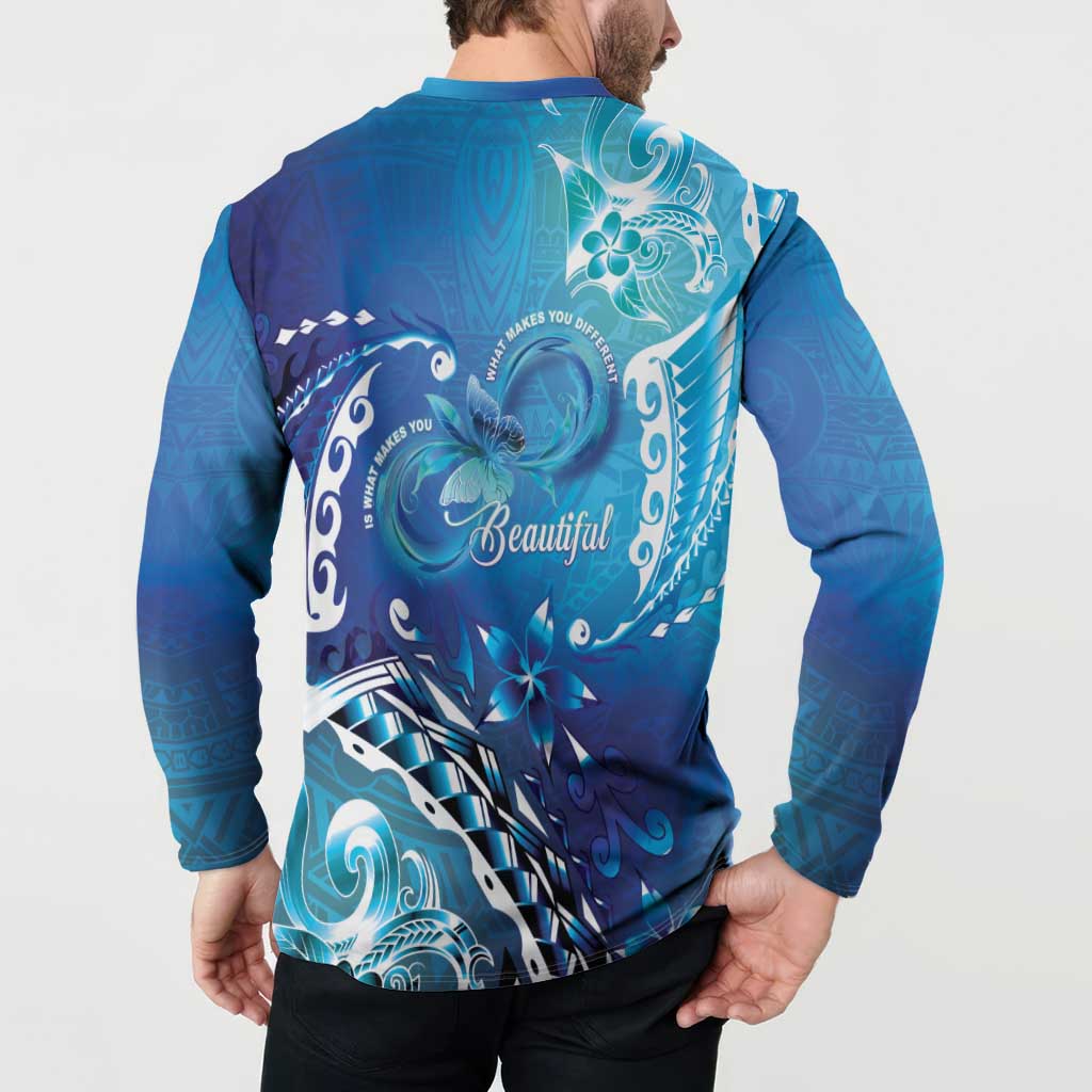Polynesia Autism Awareness Button Sweatshirt Be In Awe Of My 'Tism LT05 - Polynesian Pride