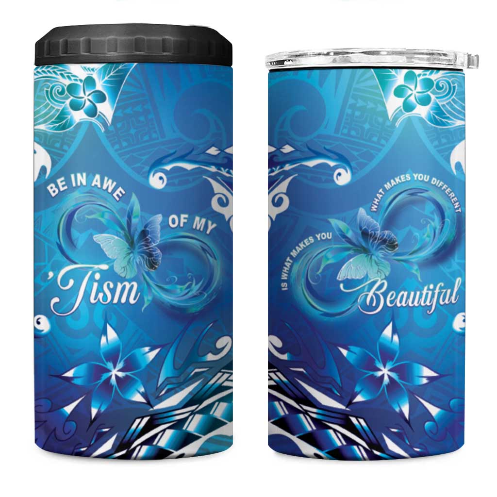 Polynesia Autism Awareness 4 in 1 Can Cooler Tumbler Be In Awe Of My 'Tism LT05 One Size: 16 oz Blue - Polynesian Pride