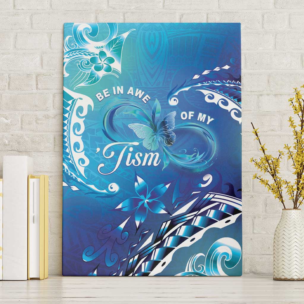 Polynesia Autism Awareness Canvas Wall Art Be In Awe Of My 'Tism LT05 Without Frame Blue - Polynesian Pride