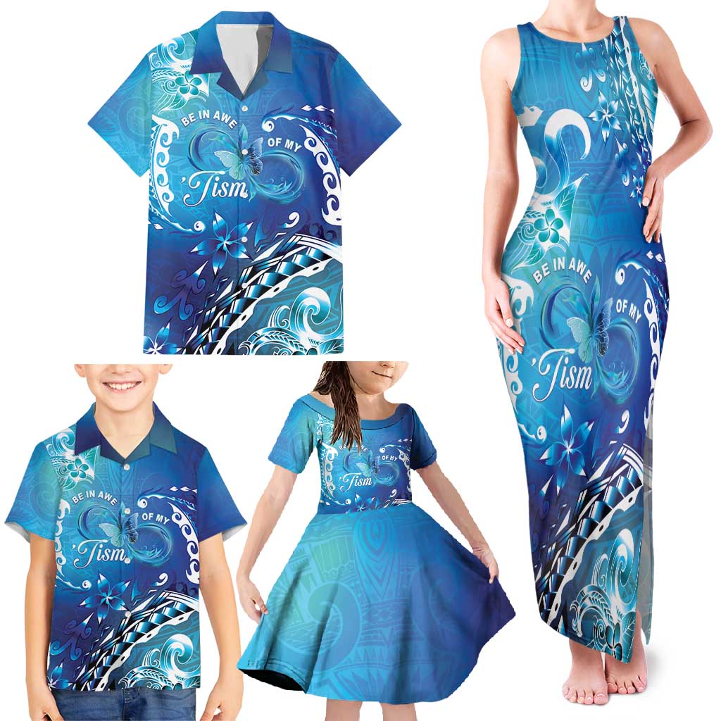 Polynesia Autism Awareness Family Matching Tank Maxi Dress and Hawaiian Shirt Be In Awe Of My 'Tism