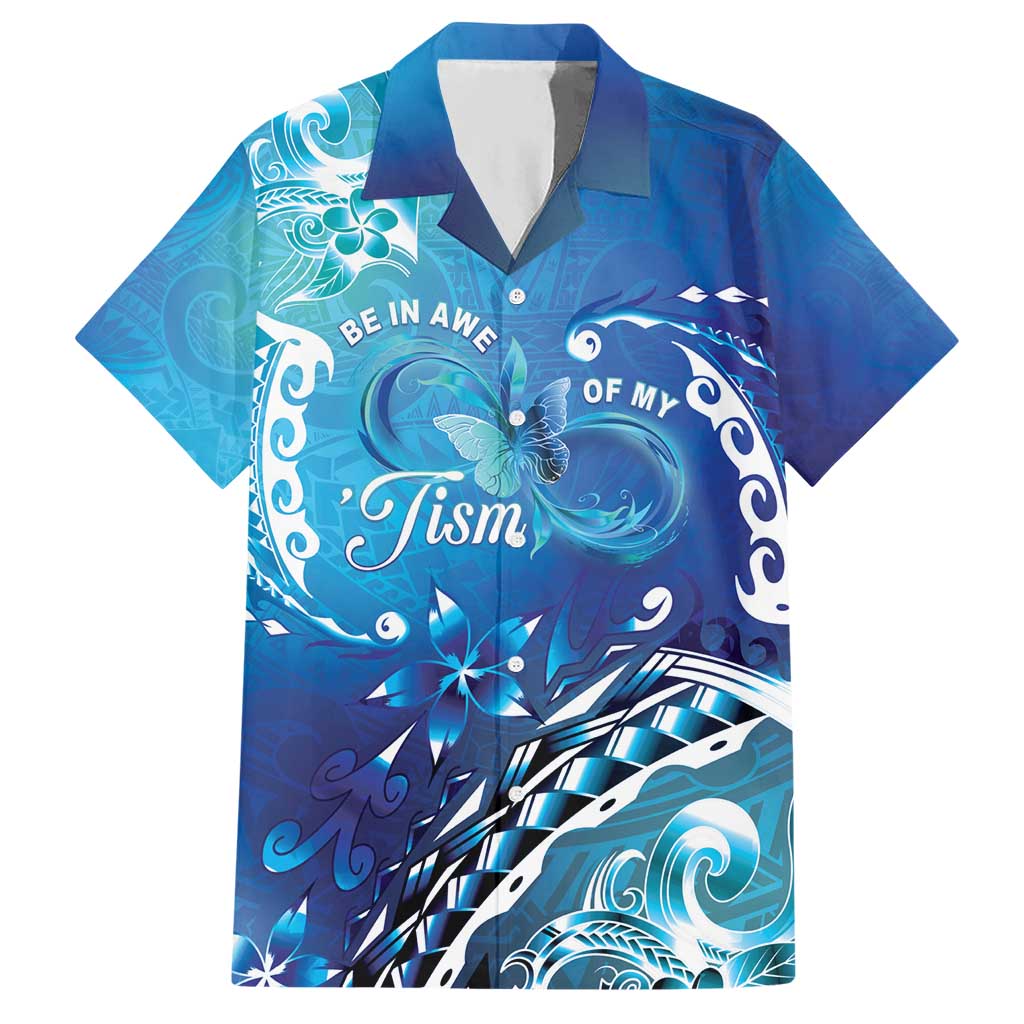 Polynesia Autism Awareness Hawaiian Shirt Be In Awe Of My 'Tism LT05 Blue - Polynesian Pride