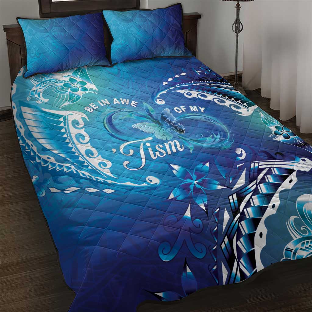 Polynesia Autism Awareness Quilt Bed Set Be In Awe Of My 'Tism LT05 Blue - Polynesian Pride