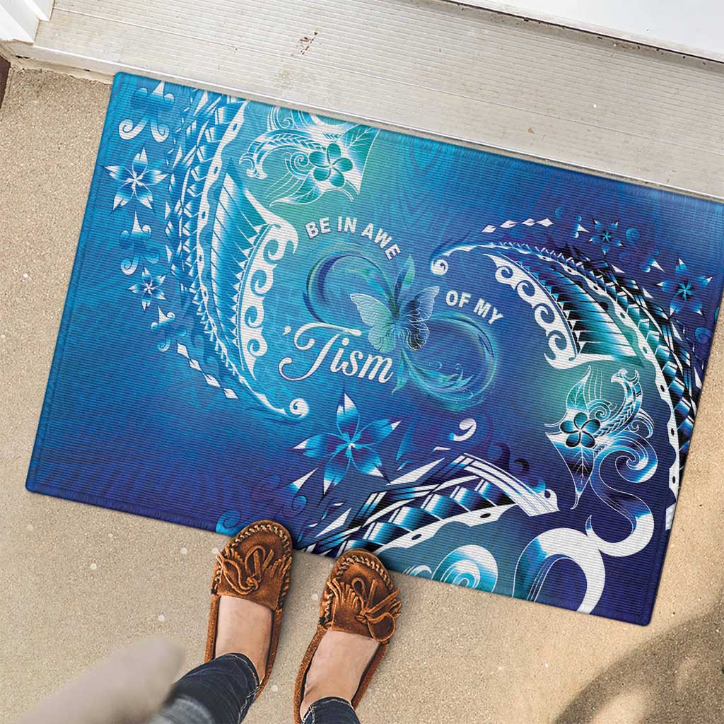 Polynesia Autism Awareness Rubber Doormat Be In Awe Of My 'Tism LT05 - Polynesian Pride