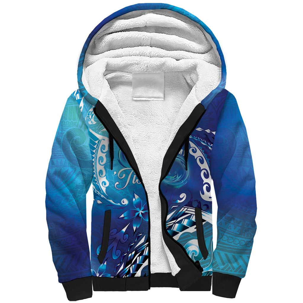 Polynesia Autism Awareness Sherpa Hoodie Be In Awe Of My 'Tism LT05 Unisex Blue - Polynesian Pride