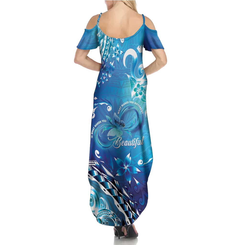Polynesia Autism Awareness Summer Maxi Dress Be In Awe Of My 'Tism LT05 - Polynesian Pride