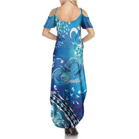 Polynesia Autism Awareness Summer Maxi Dress Be In Awe Of My 'Tism LT05 - Polynesian Pride