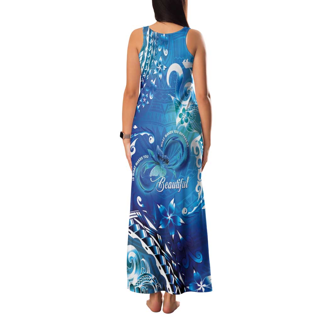 Polynesia Autism Awareness Tank Maxi Dress Be In Awe Of My 'Tism LT05 - Polynesian Pride