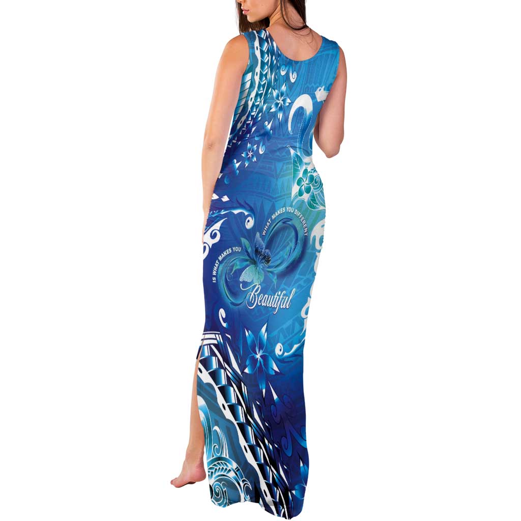 Polynesia Autism Awareness Tank Maxi Dress Be In Awe Of My 'Tism LT05 - Polynesian Pride