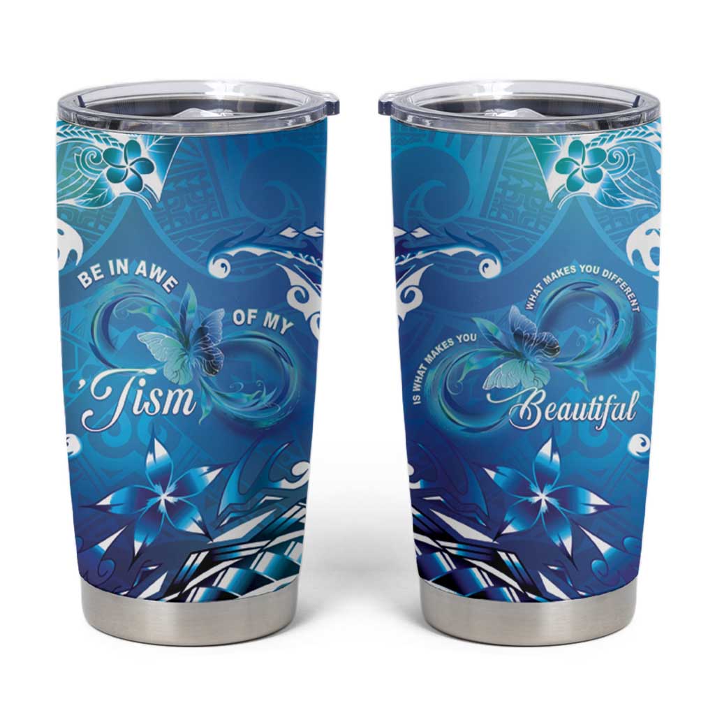 Polynesia Autism Awareness Tumbler Cup Be In Awe Of My 'Tism LT05 Blue - Polynesian Pride