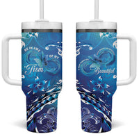 Polynesia Autism Awareness Tumbler With Handle Be In Awe Of My 'Tism LT05 One Size: 40 oz Blue - Polynesian Pride
