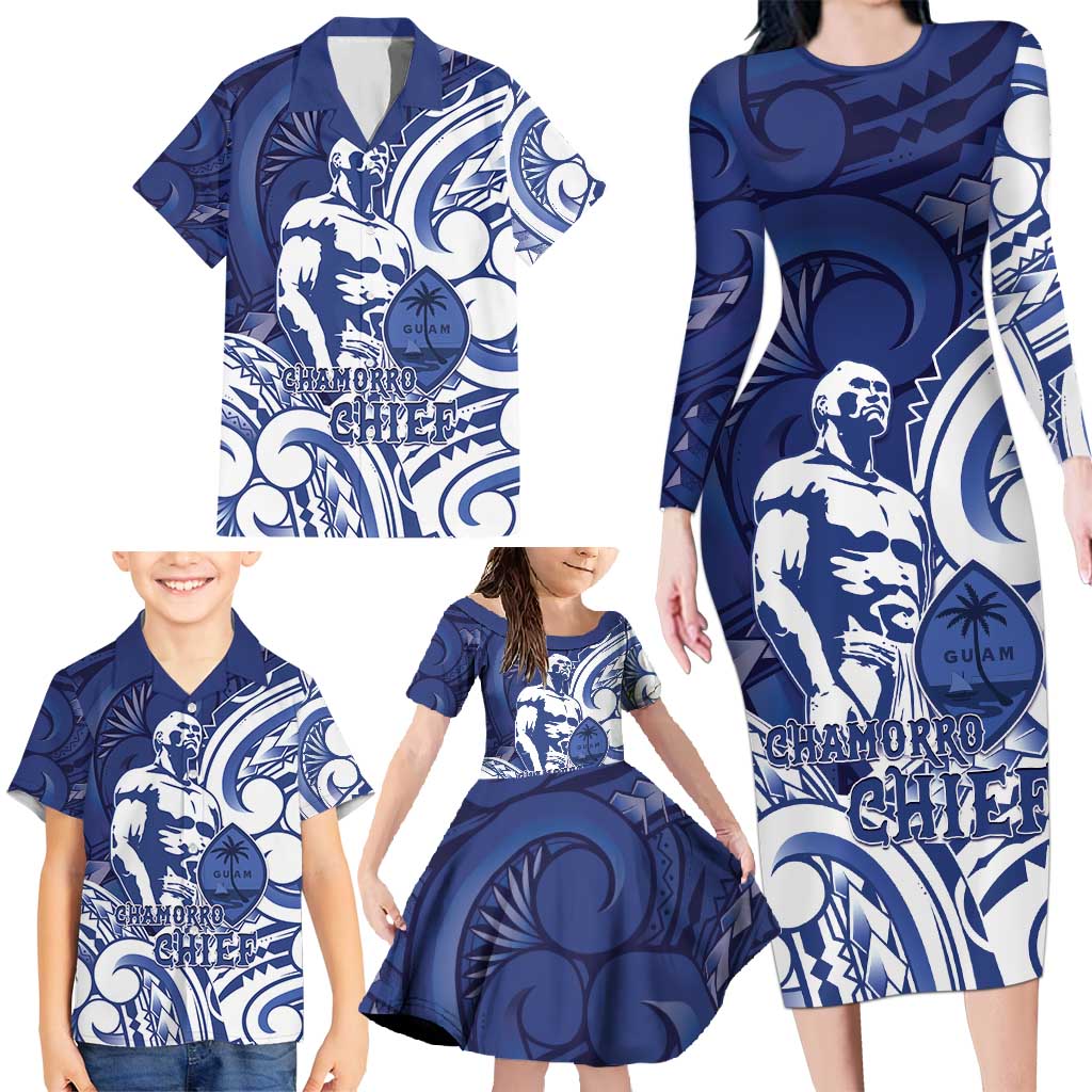 Guam Chief Kepuha Family Matching Long Sleeve Bodycon Dress and Hawaiian Shirt Chamorro Pride