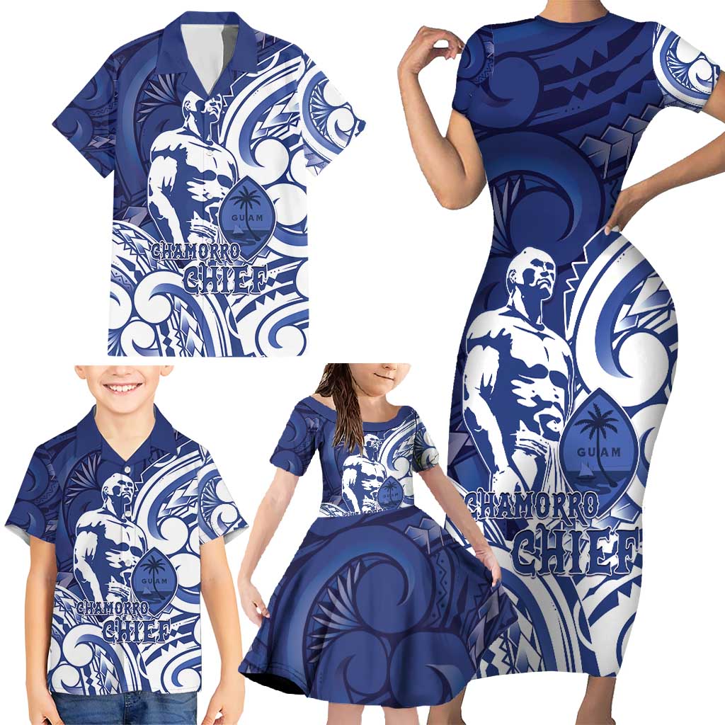 Guam Chief Kepuha Family Matching Short Sleeve Bodycon Dress and Hawaiian Shirt Chamorro Pride