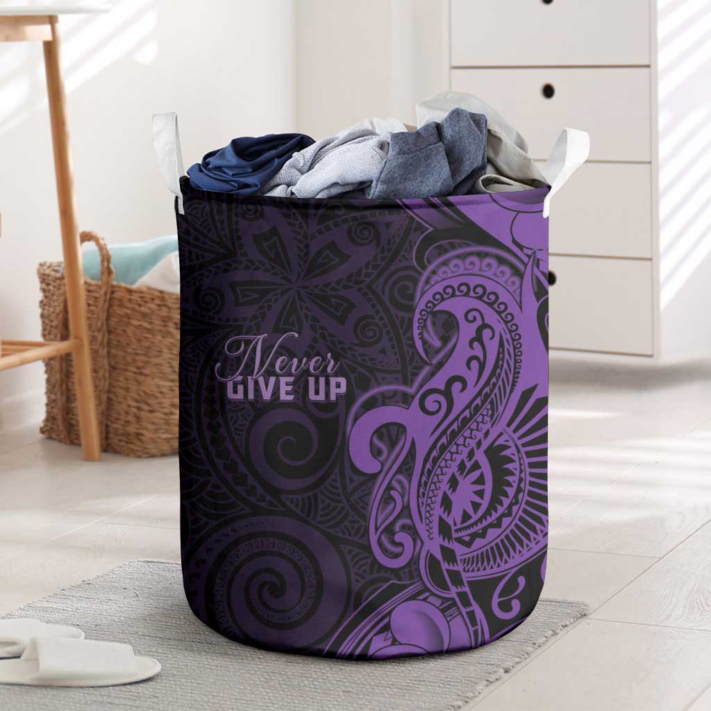 Lupus Warrior Laundry Basket Never Give Up Polynesian Style LT05 Purple - Polynesian Pride