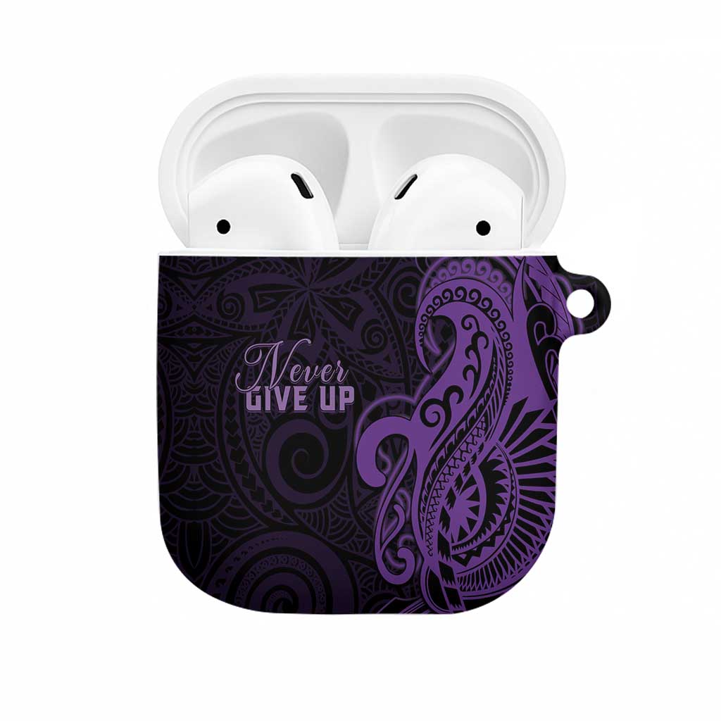 Lupus Warrior AirPods Case Never Give Up Polynesian Style LT05 Purple - Polynesian Pride
