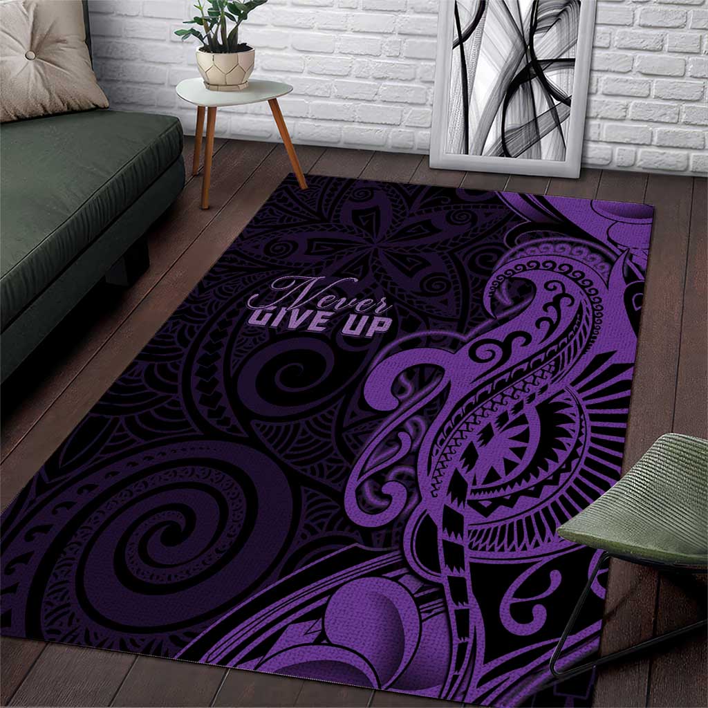Lupus Warrior Area Rug Never Give Up Polynesian Style LT05 Purple - Polynesian Pride