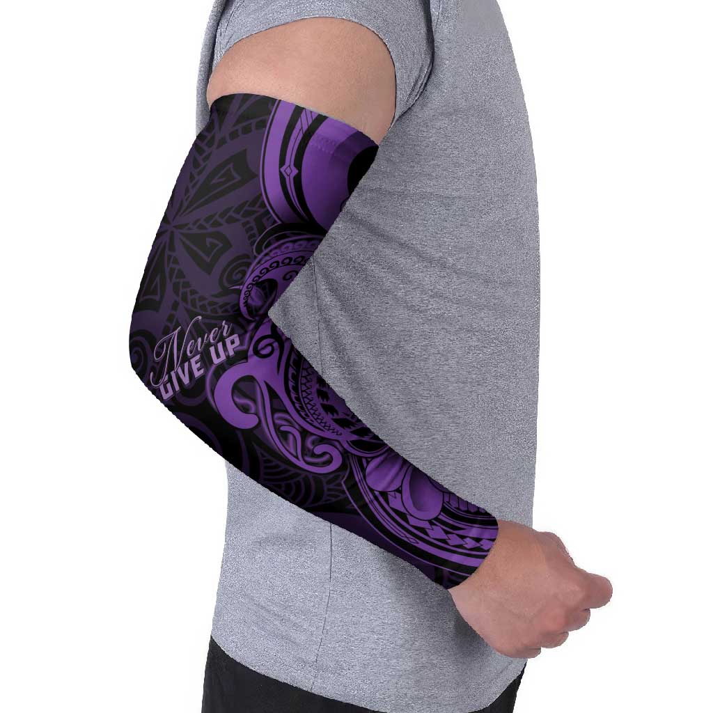 Personalised Lupus Warrior Arm Sleeves Never Give Up Polynesian Style LT05 - Polynesian Pride