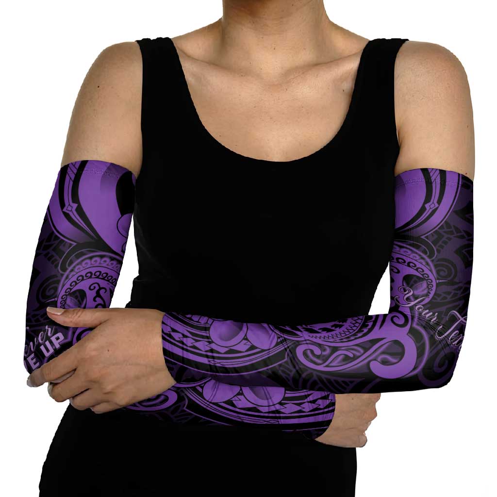 Personalised Lupus Warrior Arm Sleeves Never Give Up Polynesian Style LT05 - Polynesian Pride