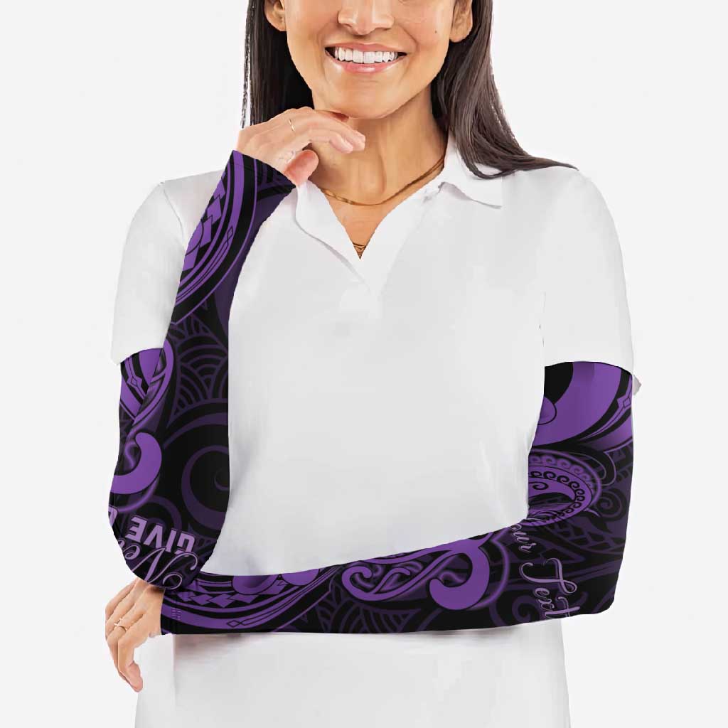 Personalised Lupus Warrior Arm Sleeves Never Give Up Polynesian Style LT05 - Polynesian Pride