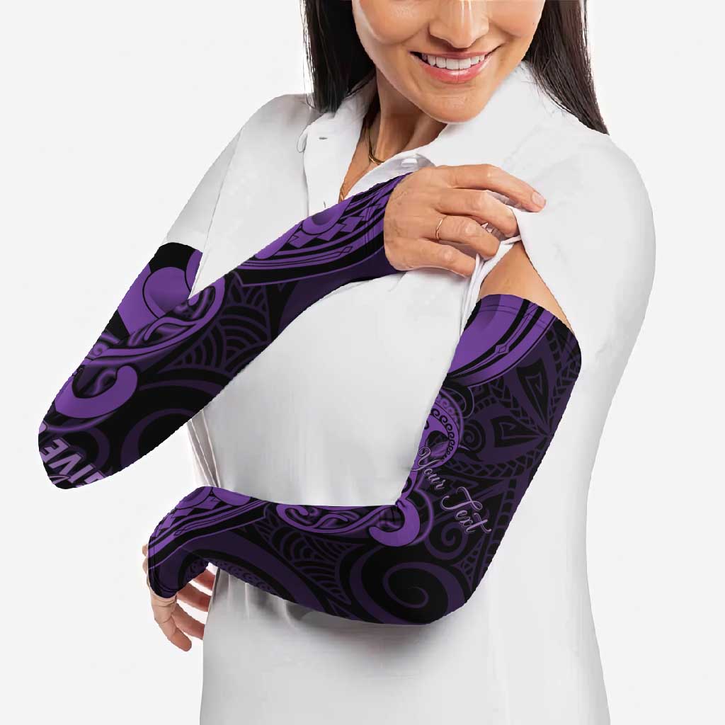 Personalised Lupus Warrior Arm Sleeves Never Give Up Polynesian Style LT05 - Polynesian Pride
