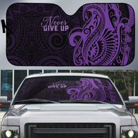 Lupus Warrior Auto Sun Shade Never Give Up Polynesian Style LT05 Purple - Polynesian Pride