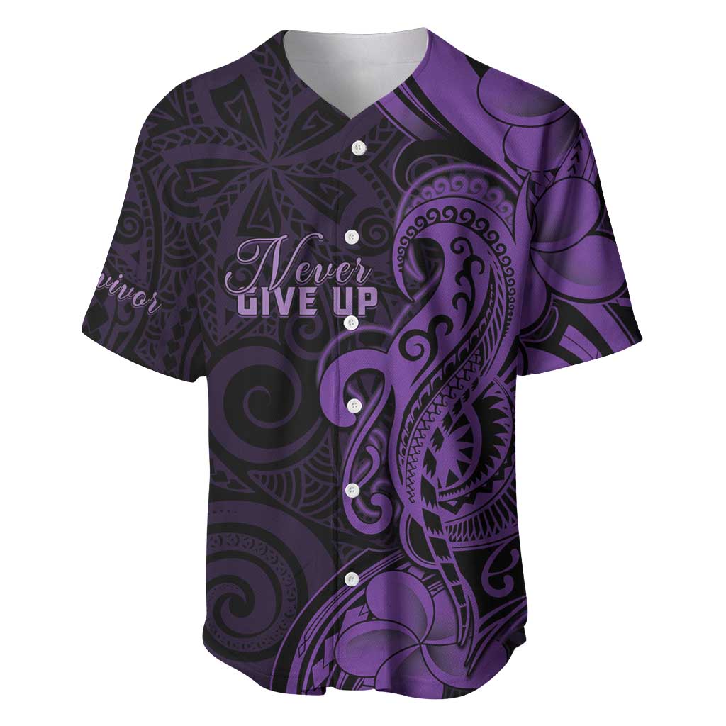 Personalised Lupus Warrior Baseball Jersey Never Give Up Polynesian Style LT05 Purple - Polynesian Pride