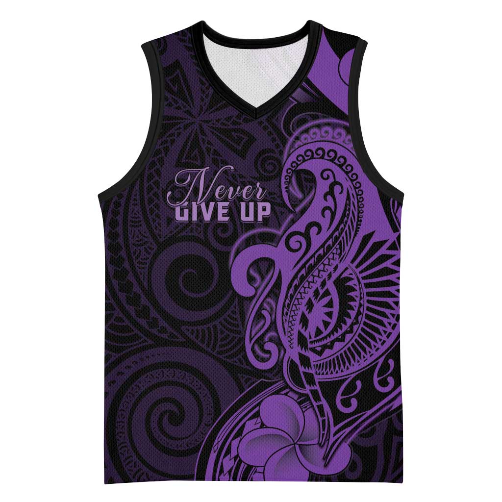 Personalised Lupus Warrior Basketball Jersey Never Give Up Polynesian Style LT05 Unisex Purple - Polynesian Pride